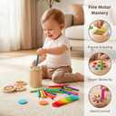 Wooden Montessori Toys for 1, 2,3 Year Old: 3 in 1 Fine Motor Skills, Learning Color Matching Sorting Sensory - Easter Basket Stuffer for Toddler Boy Girls - 18 Month