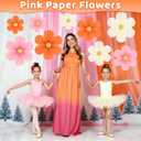Pink and Orange Party Decorations Pink Paper Flowers Decorations for Wall 9pcs with 9 Gold Glitter Floral Centers Paper Fans Floral Backdrop Flower Wall Decor for Birthday Classroom Baby Shower, Guide