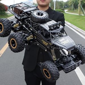 Jiakora Large Size RC Cars, Rock Crawler RC Truck with 2 Rechargeable Batteries, 6 Wheel Remote Control Monster Truck, Durable Metal Body & LED Headlights, Boy Toys for 4-7, 8-12 Kids & Adults