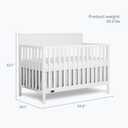 Dream On Me Ivy 5-in-1 Convertible Full-Size Baby Crib in White, GreenGuard Gold & JPMA Certified, 3 Mattress Heights, Converts to Toddler, Day & Full-Size Bed, Safe & Stylish Nursery, 54.5"L x 29.3"W x 42.3"H
