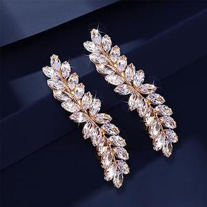 WHAVEL Rhinestone Hair Barrettes, Crystal Leaf French Bridal Hair Clips and Pins for Wedding, Vintage Hair Accessories for Bride and Bridesmaid (Gold)