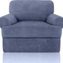 Sofa Cover 2 Pieces T Cushion Chair Covers with Arms Super Stretch Chair Slipcover for Living Room,Slip Cover Anti Slip Armchair Furniture Protector Pet Universal(Blue Grey, 1 Cushion)