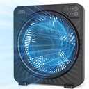 JRD 13" Box Fan with Powerful Airflow, Quiet Cooling Desk Fan with Digital Touch Screen, 3 Speeds, 5 Blades, 15h Timer, Portable Table Fan for Bedroom Office Home Kitchen, Black