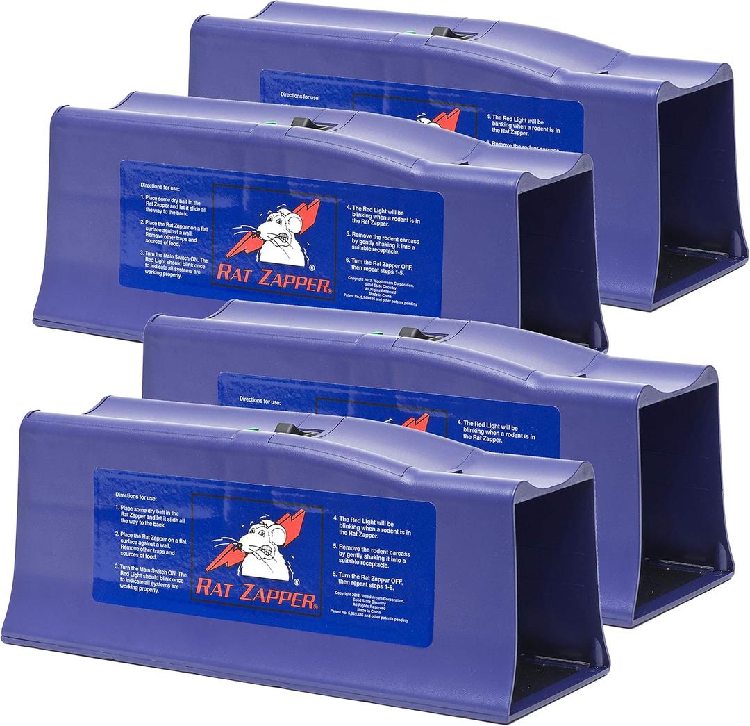 Victor Rat Zapper Classic Indoor Electronic Mouse and Rat Trap - 1 Electric Trap - RZC001-4 - Kill Up To 20 Rats - Easy to Use - LED Light Catch Alerts - Humanely Kill Mice and Rats - 4 Pack