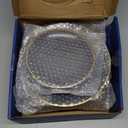 N9R 60PCS Black Plastic Plates with Gold Rim, Elegant Disposable Plates, Circular Ribbed Design, 30 Dinner & 30 Dessert Plate for Parties, Weddings, Halloween, Banquets and Events (Translucent Black)