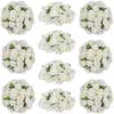 Inweder White Flowers Balls for Centerpieces: 15.7in Diam, Set of 10 | More Stable With Base Design, Large Rose Flowers Arrangement for Weddings, Reception Decor for Couples, Newlyweds