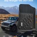 3W Floor Mats & Cargo Liner Custom Fit for Jeep Wrangler 4XE 2021-2025 2026 (Non JL/JK), All Weather TPE Rubber Heavy Duty Car Liner Trunk Mat Wrangler 4XE Accessories (Hybrid & 4 Door with Subwoofer)