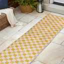 JONATHAN Y Cottage Checkerboard Indoor Outdoor Runner Rug 2X8 Yellow/Cream, Aimee Traditional for Backyard, Patio, Porch, Easy-Cleaning, High Traffic, Pet-Friendly, Non-Shedding (TSN204C-28)