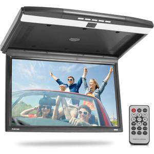 Pyle 15.6-Inch Overhead Flip-Down Car Monitor - Hi-Res 1680x800p Widescreen Car Roof Mount Monitor, Vehicle Flip Down Overhead Screen w/IR, FM Transmitter, USB/SD, HDMI, AV, Stereo Speaker -PLRV1525