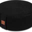 Round Velvet Meditation Pillow D=13"/16" H=5.5" Yoga Bolster Floor Pouf Zafu Buckwheat Meditation Cushion for Sitting on Floor,Removable Organic Cotton Cover Kneeling Pillow (Black)