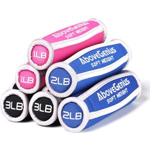 Hand Weights for Women Men, Soft Dumbbells Set of 6(1lb 2lb 3lb Each Pack) for Dumbbell Walking Weight Sets with Hand Strap, Pink Weights for Workout Running, Pilates, Yoga, Jogging and Physical Therapy, Gifts for Women (Blue Pink Black)