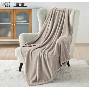 Throw Blanket for Couch Oxford Tan - Lightweight Plush Fuzzy Cozy Soft Blankets and Throws for Sofa, 50x49 inches