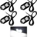 Led Rock Lights White 4 Pods 18LEDs 210 Degree Wide Angle IP68 Waterproof Aluminum Housing Underglow Underbody Lights 12v 24V for Truck UTV ATV Camper (4 Pods)