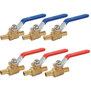 (6 Pack) TMKOOL 1/2 inch Pex Shut-off Ball Valve for Hot and Cold Water, Brass Crimp Fittings ASTM F1807 CUPC Certified (6pcs 1/2 inch)
