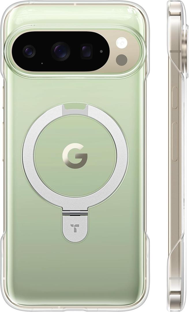 TORRAS Slim Magnetic Stand for Google Pixel 10 Pro Case/Pixel 10 Case Clear, Ultra Thin Open Edge Design, Never Yellowing, Fit for MagSafe with Kickstand, Caseless Touch Grip Ostand Case, Clear