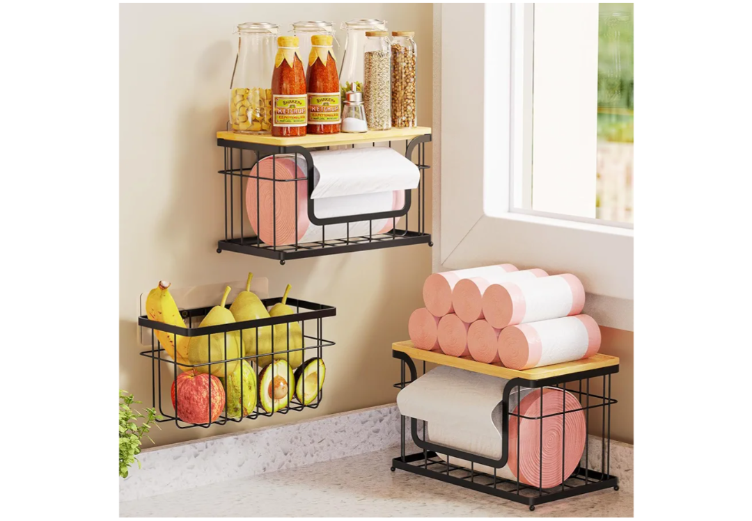 3 Pack Laundry Pantry Kitchen Organizers and Storage, 2 Pack Stackable Trash Bag Holder Under Sink Organizer & 1 Pack Wrap Organizer, Wall Mount Garbage Bag Holder with Bamboo Top for Onion Potato 3 Pack Laundry Pantry Kitchen Organizers and Storage, 2 Pack Stackable Trash Bag Holder Under Sink Organizer & 1 Pack Wrap Organizer, Wall Mount Garbage Bag Holder with Bamboo Top for Onion Potato