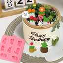 4 x 1 Pcs Mini Cactus Silicone Mold, Cartoon Flower Plant Potted Fondant Mold for Cupcake Topping Candy Chocolate Biscuit Chewing Gum Resin Clay Resin Reusable Kitchen Baking Supplies