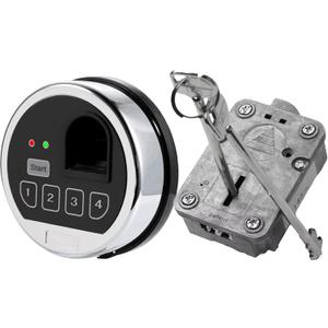 EMP Fingerprint and Digital Safe Electronic Keypad Lock, Gun Safe Lock Replacment with Swing Bolt Lock & 2 Emerency Keys, Chrome Keypad Lock(Right Swing Bolt)