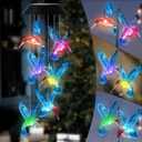 Hummingbird Solar Wind Chimes Color Changing Solared Lights Outdoor Waterproof LED Wind Chimes Solar Powered Lights for Home Party Yard Garden Christmas Decoration(Blue Bird)