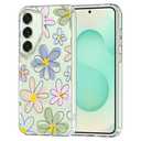 MOSNOVO Case for Samsung Galaxy S25 / Galaxy S24, [Buffertech 6.6ft Military-Grade Drop Protection] [Anti Peel Off Tech] Clear TPU Bumper Phone Case Cover Design - Linear Blooms