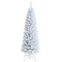  5ft Unlit Artificial Slim Pencil Christmas Tree with Metal Stand White