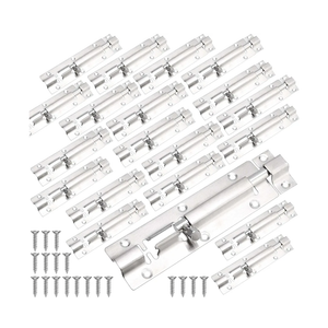 SINJEUN 30 Pack 5 Inch Barrel Bolt, Stainless Steel Slide Lock, Thickened Door Latch Slide Latch Lock with 160 Mounting Screws, Sliding Latch Hardware for Door Locking, Silver