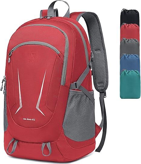 MIYCOO Backpack - Ultra Lightweight Packable Backpack for Travel Camping, 45L Hiking Back Pack Waterproof Foldable Daypack for Men Women, Red