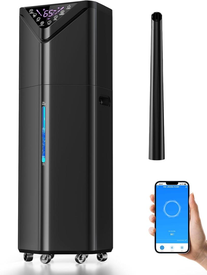 5Gal Humidifiers for Bedroom Large Room 2800 sq ft, 19L Quiet Humidifiers for Large Room, Floor Humidifier with 6 Mist Mode & Auto 180Mist Tube for Home Whole House School Office Commercial Plants (black)