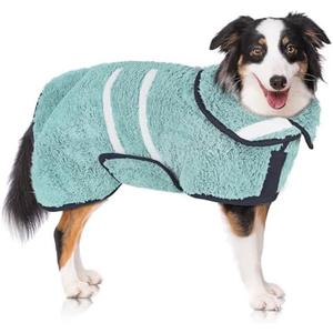 Dog Bathrobe Super Absorbent Dog Towels Large Quick Drying Robes for After Bath Soft Adjustable Warm Keeping Dogs Towel(L)