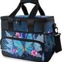 STAYTOP Pretty Butterfly Leakproof Reusable Insulated Cooler Lunch Bag,with Detachable Shoulder Strap, Used for School Women and Men Work Picnic Beach Lunch Bag Organizer Tote Bag