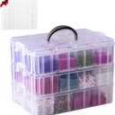 VTG Bead Organizer Box, 84 Pcs Small Organizers, 3-Tier Bead Storage Containers Portable Organizer and Storage Box Stackable Plastic Cases for Bracelet Making DIY Jewelry Nail Charms