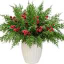 40Pcs Christmas 3D Artificial Pine Branches and Holly Berry Picks, 12.6 Inch Real Touch Faux Cedar Stems Fake Foliage Greenery Sprigs for Vase DIY Crafts Wreath Garland Holiday Decor (40, Red Berry)