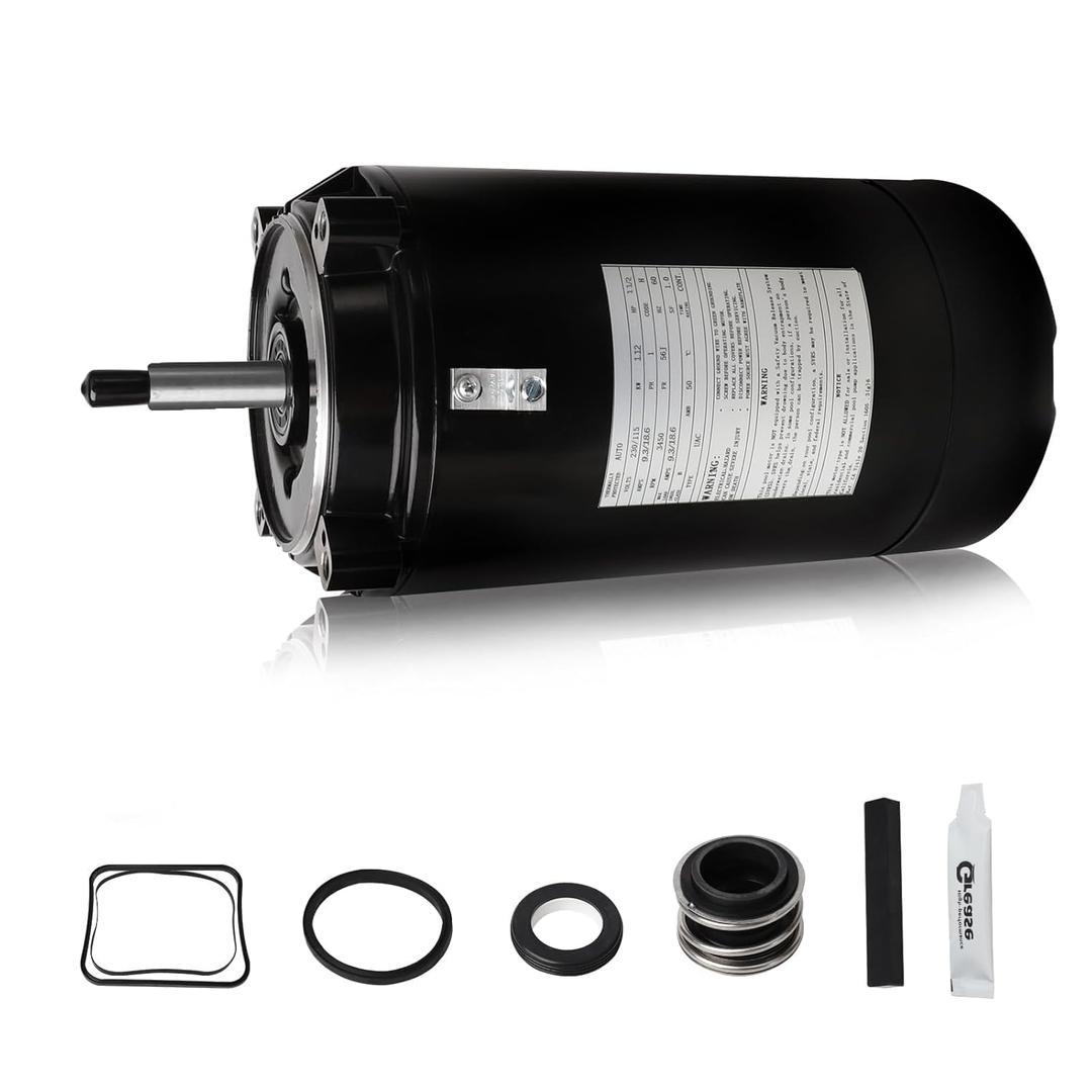 UST1152 Pool Pump Motor with Seal Kit 1.5 HP UP-Rated 56J Frame Pool Pump Replacement Motor Compatible with Hayward Super Max-Flow Northstar Pinnacle Magnum Pump