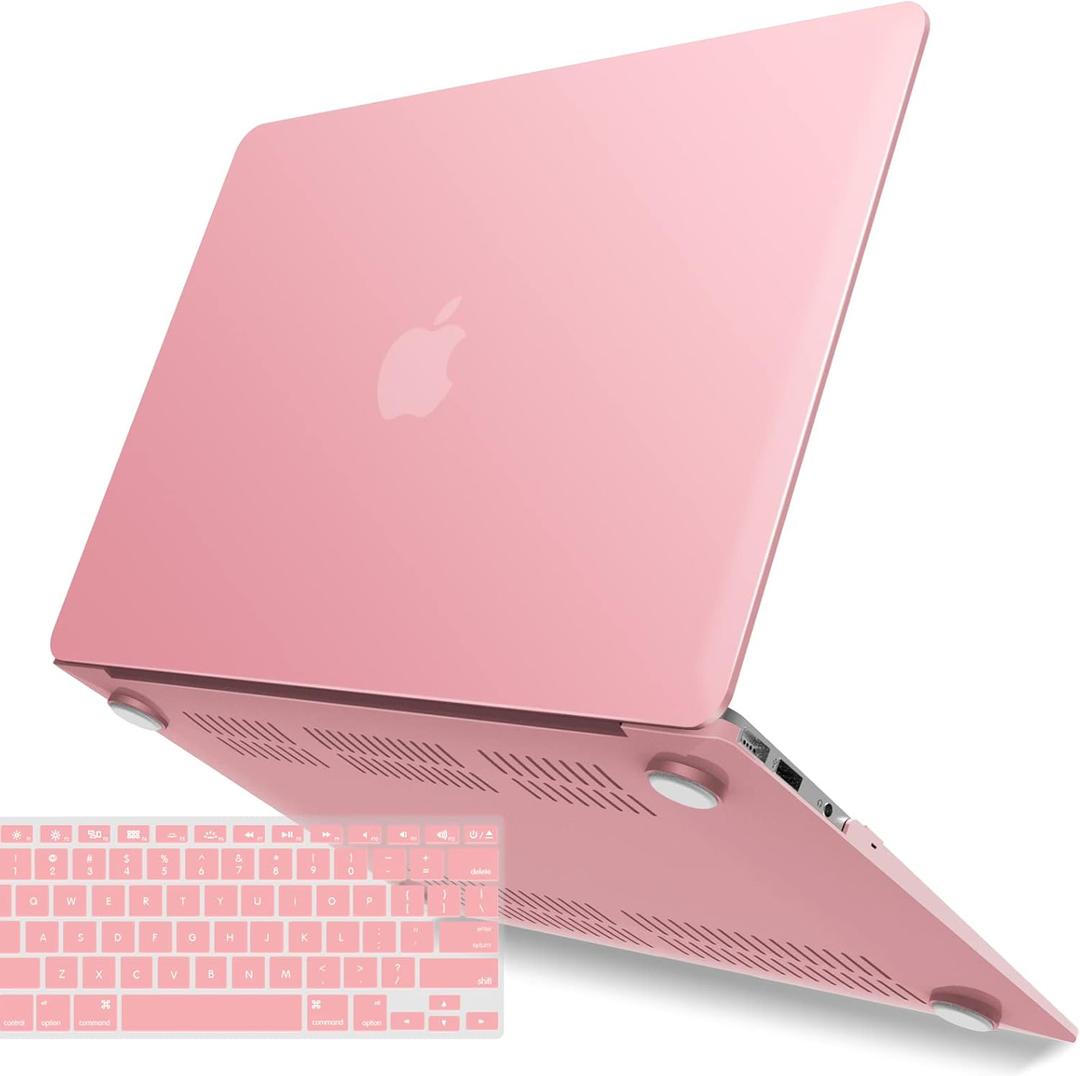 IBENZER Compatible with Old Version MacBook Air 13 Inch Case (2010-2017 Release). Models: A1466 / A1369, Plastic Hard Shell Case with Keyboard Cover for Mac Air 13, Pink, A13PK+1A