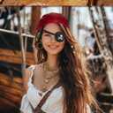 Pirate Accessories Set for Women, 25PCS Pirate Costume Kit with Scarves Eye Patches for Halloween Cosplay Fair