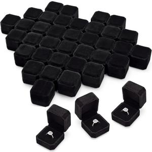 Thinkday 48 Pcs 2.13 x 2.01 x 1.54 in Velvet Ring Box Display Jewelry Storage Case for Christmas Wedding Engagement Gifts (Black) Thinkday 48 Pcs 2.13 x 2.01 x 1.54 in Velvet Ring Box Display Jewelry Storage Case for Christmas Wedding Engagement Gifts (Black)