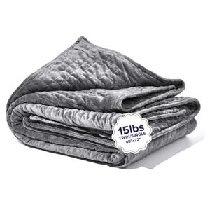 Gravity Weighted Blankets for Adults, 15lbs Grey (48" x 72", Twin/Single) - Heavy Comfort Cotton Blanket with Glass Beads - Utra-Soft Premium Breathable Microfiber Duvet Cover - Machine Washable