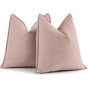 ZWJD Dusty Pink Pillow Covers 22x22 Set of 2 Chenille Throw Pillow Covers with Elegant Design Soft and Luxurious Decorative Throw Pillows for Couch, Bed, and Home Decor