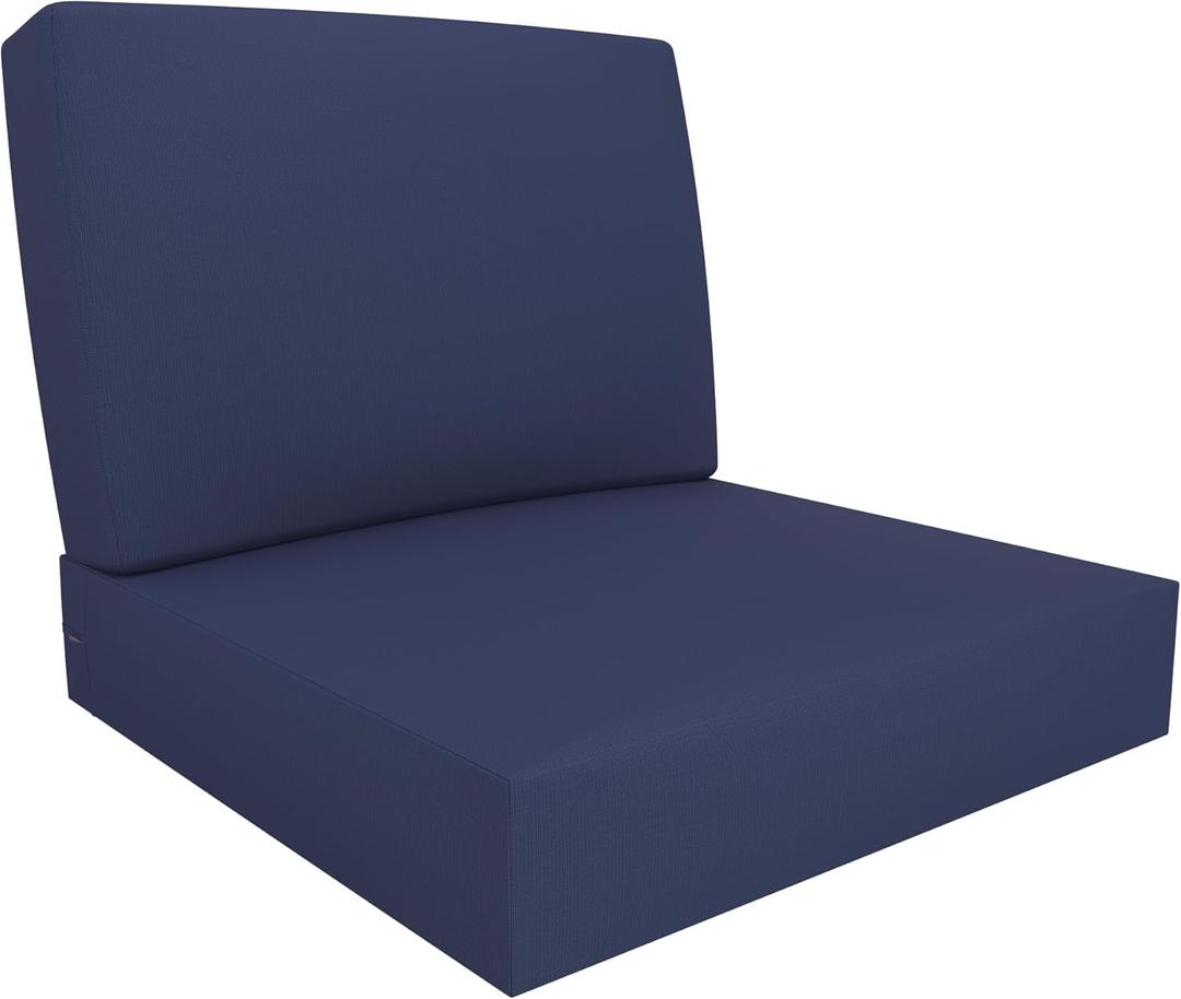 Covers & All Outdoor Deep Seat Cushion for Patio Furniture, 28.5 x 28.5 x 5 Inch High-Density Foam Patio Chair Cushion with Water-Repellent & UV-Resistant, Tear-Resistant Seat & Back Cushion Set of 1 (Navy Blue)