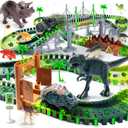 268 PCS Race Tracks Dinosaur Toys for Kids 3-5, Glow in The Dark Magic Toy Set, 2 Dinosaur Cars Track, Flexible DIY Track Set, Birthday Gift for Age 3-9 Boys Toddler Girls