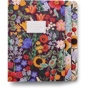 RIFLE PAPER CO. Blossom Stitched Notebook Set, Assorted Set of 3 Colorful Notebooks, 64 Ruled Pages with Gold Ink, Full Color Canvas Cover with White Text Paper Interior (6" W 8.5" L) RIFLE PAPER CO. Blossom Stitched Notebook Set, Assorted Set of 3 Colorful Notebooks, 64 Ruled Pages with Gold Ink, Full Color Canvas Cover with White Text Paper Interior (6" W 8.5" L)