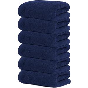 Tens Towels Pack of 6 Hand Towels, 100% Cotton, Lighter Weight, Quick to Dry, 16 x 28 Inches, Super Soft & Absorbent, Perfect for Bathroom & Kitchen, Navy