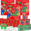 Super Mario Party Favors Bulk Set ~ Bundle with 60 Pieces Mario Favor Boxes with Stickers and Stampers for Kids Birthday Party | Mario Classroom Prize Boxes