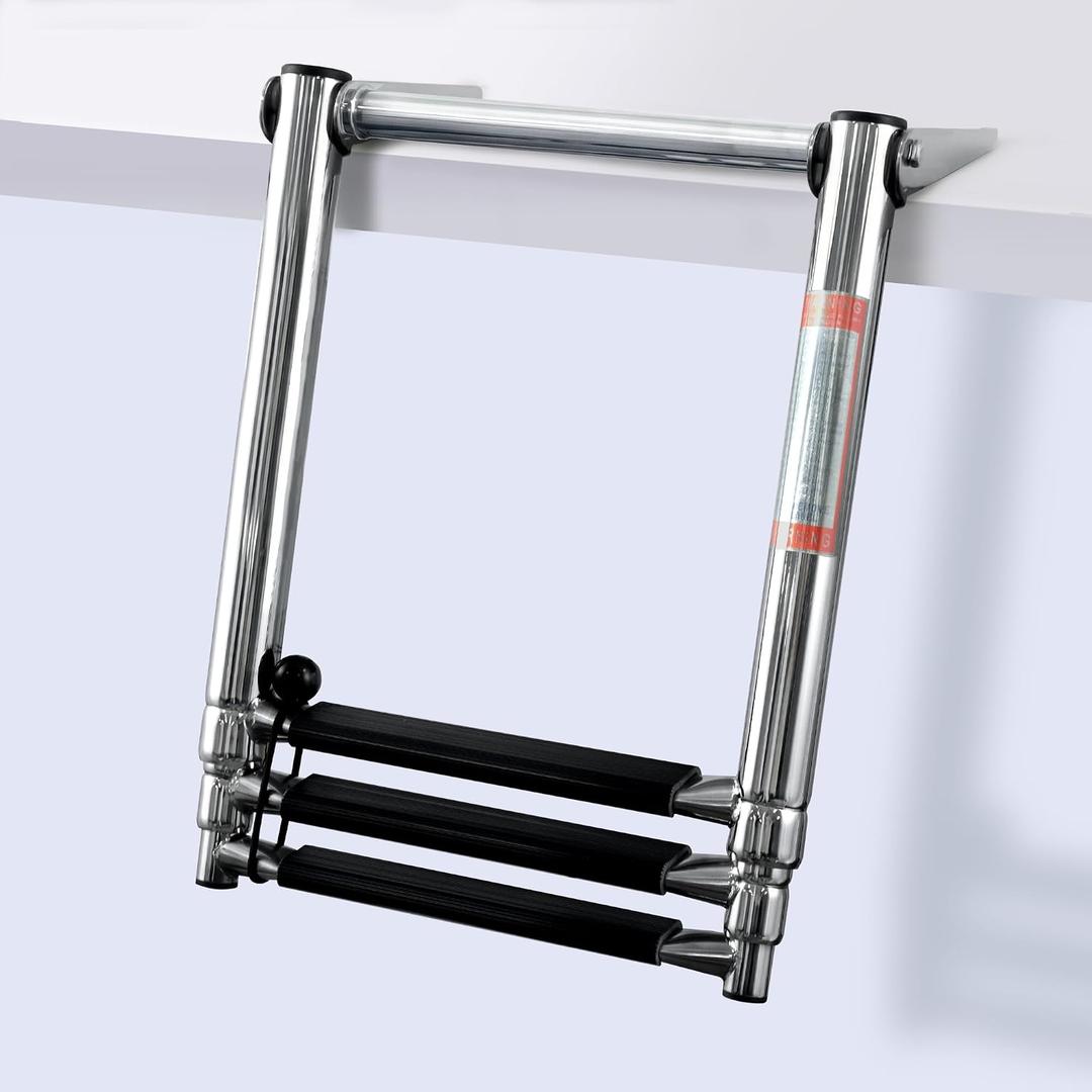 Boat Ladder,Stainless Steel Telescoping Folding Heavy Duty Pontoon Swim Boarding Ladder for Outboards,Yacht,Marine Fishing Boat