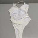 Sexy Backless High Cut One Piece Swimsuit for Women Deep V Neck Thong Bottom Open Back Bathing Suit, M