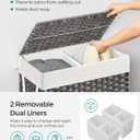 SONGMICS Laundry Hamper with Lid, 110L Clothes Hamper with 2 Removable Liner Bags, 6 Mesh Bags, Wicker Laundry Basket, Double Laundry Hamper for Bathroom, 13 x 22.4 x 23.6 Inches, Gray ULCB52WG