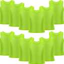 CIATBYYJ 12Pcs Youth Pinnies Scrimmage Vests, Sports Pennies for Youth Adults Soccer Basketball Scrimmage Training Vests,Team Sport Practice Jersey Chartreuse, 12 years old