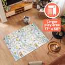 Nuby Foldable Reversible Baby Play Mat, 77" x 58", XXL, 0M+, Car Tracks