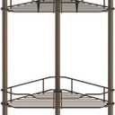 HuggieGems 4 Tier Floor Standing Corner Shower Caddy Organizer Shelf with Hooks, Bathroom Shelves Stand Rack, Bronze