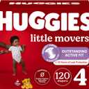Huggies Size 4 Diapers, Little Movers Baby Diapers, Size 4 (2237 lbs), 120 Count